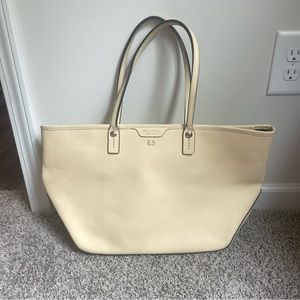 HENRI BENDEL Cream Leather Large Shoulder Tote Bag